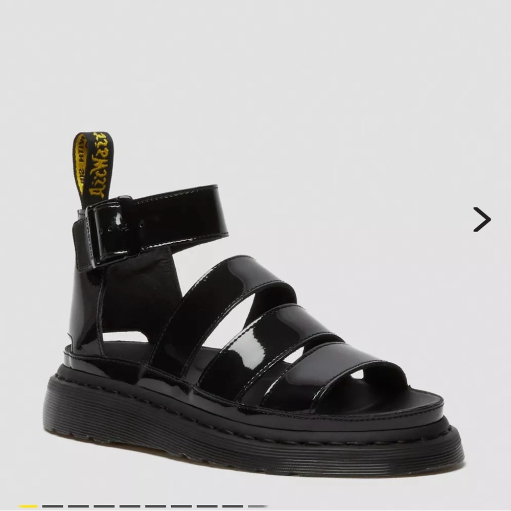 Dr. Martens Black Patent Leather Clarissa II Sandals Size 9